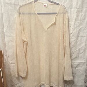 AND Open Weave Crochet Top - Cream